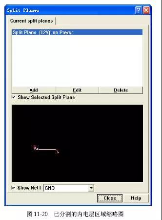 圖11-20已分割的內電層區域縮略圖